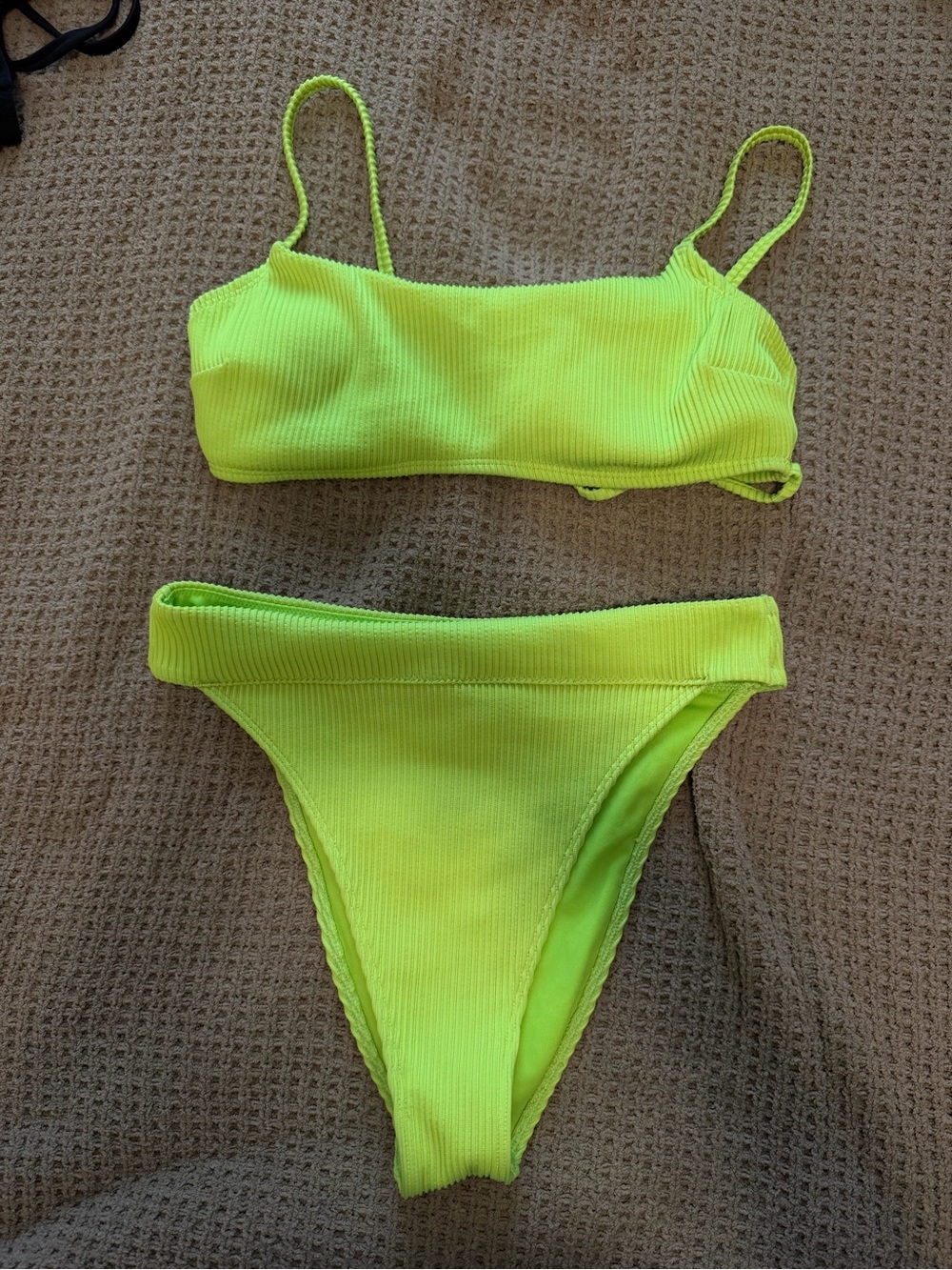 Hollister Neon Lime Ribbed Bikini Set